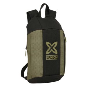 safta munich west mini mochila hombreras ergonomicas espalda acolchada bolsillo frontal asa superior uso diario 8.5l 220x100x390mm color negro y verde