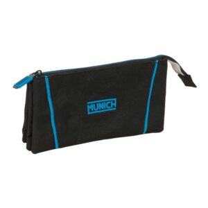 safta munich road portatodo 3 compartimentos con cremalleras bolsillo interior 0.6l 220x30x120mm color negro