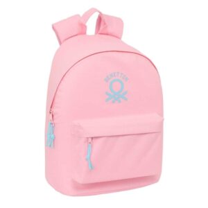 safta benetton basics mochila para portatil hasta 14.1" bolsillo para tablet bolsillo trasero tirador doble asa superior 20l 310x160x410mm color rosa pastel