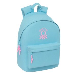 safta benetton basics celeste mochila para portatil hasta 14.1" bolsillo para tablet tirador doble hombreras ergonomicas espalda transpirable 310x160x410mm color azul claro