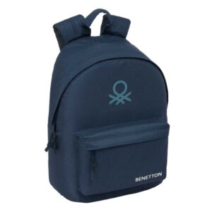 safta benetton basics antracita mochila para portatil hasta 14.1" interior acolchado bolsillo para tablet tirador doble ergonomica asa forrada 20l 310x160x410mm color azul marino