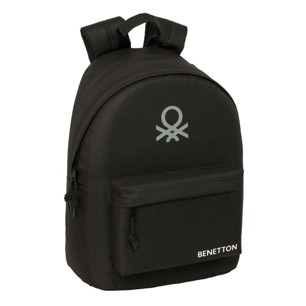 safta benetton basics mochila para portatil hasta 14.1" interior acolchado bolsillo para tablet tirador doble hombreras ergonomicas 20l 310x160x410mm color negro