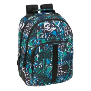 safta graffiti go mochila con 2 compartimentos antirozaduras adaptable a carro bolsillo frontal portabotellas tirador doble hombreras acolchadas 20l 320x150x420mm color azul oscuro