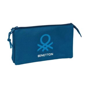 safta benetton basics marino portatodo 3 compartimentos con cremalleras bolsillo interior 0.6l 220x30x120mm color azul oscuro