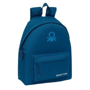 safta benetton basics marino mochila bolsillo frontal hombreras acolchadas doble tirador en cremallera asa superior de transporte 20.80l 330x150x420mm color azul oscuro
