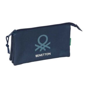 safta benetton basics antracita portatodo 3 compartimentos con cremalleras bolsillo interior 0.6l 220x30x120mm color azul marino