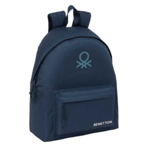 safta benetton basics antracita mochila bolsillo frontal hombreras acolchadas doble tirador en cremallera asa superior 20.80l 330x150x420mm color azul marino