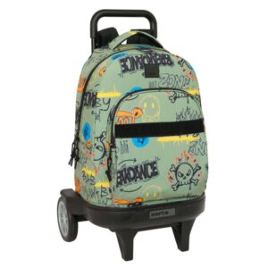 safta graffiti zone mochila con carro bolsillo frontal ruedas antivibracion asa acolchada sistema de bloqueo 33l 330x220x450mm color verde
