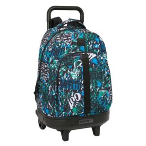safta graffiti go mochila con carro extraible bolsillo frontal portabotellas tirador doble hombreras acolchadas tarjeta id bandeja pvc 33l 330x220x450mm color azul oscuro