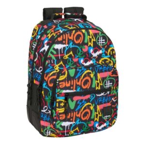 safta mochila con 2 compartimentos cantoneras antirozaduras adaptable a carro bolsillo frontal portabotellas tirador doble hombreras acolchadas 20l 320x150x420mm multicolor