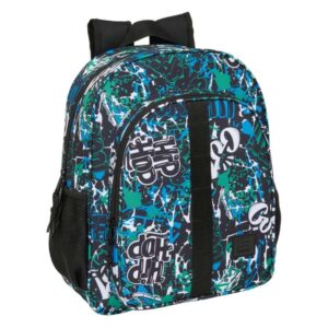 safta graffiti go mochila adaptable a carro bolsillos laterales doble tirador hombreras acolchadas asa superior gran capacidad 320x120x380mm color azul oscuro