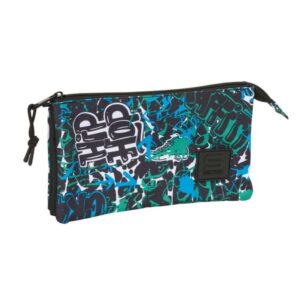 safta graffiti go portatodo 3 compartimentos con cremalleras bolsillo interior 0.60l 220x30x120mm color azul oscuro
