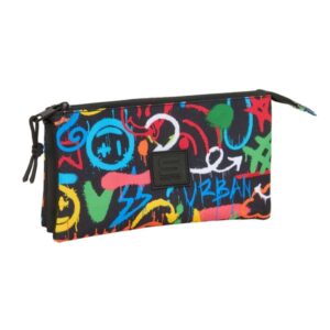 safta graffiti colors portatodo 3 compartimentos con cremalleras bolsillo interior 0.60l 220x30x120mm multicolor