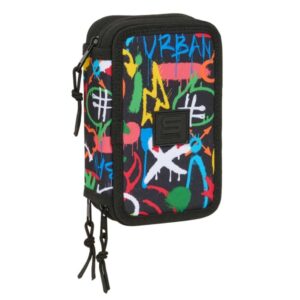 safta graffiti colors plumier de 3 pisos 37 piezas 1.3l goma lapiz boligrafos sacapuntas reglas 16 colores 14 rotuladores 125x55x195mm multicolor