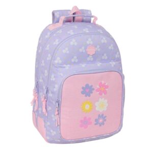 safta bouquet mochila con 2 compartimentos antirozaduras adaptable a carro bolsillo frontal portabotellas tirador doble hombreras ergonomicas 20l 320x150x420mm color violeta