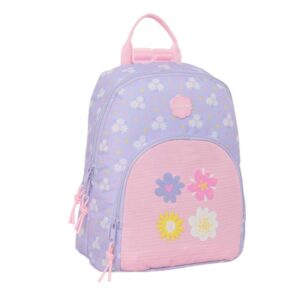 safta bouquet mini mochila bolsillo frontal cremallera doble bolsillo trasero accesible hombreras ajustables asa superior 9.75l 250x130x300mm color rosa pastel