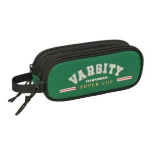safta blackfit8 varsity portatodo 2 compartimentos con cremalleras 1l asa lateral 210x60x80mm color negro y verde