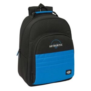 safta blackfit8 underground mochila adaptable a carro tirador doble bolsillo frontal hombreras acolchadas asa forrada 20.10l 320x150x420mm color negro y azul