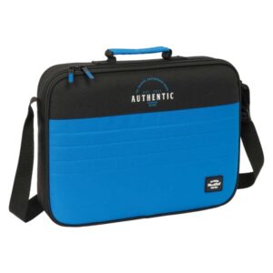 safta blackfit8 underground maletin con cremallera bandolera ajustable asa forrada doble tirador fondo semirigido 6l 380x60x280mm color negro y azul