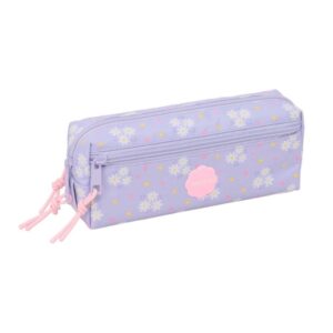 safta bouquet portatodo 3 compartimentos con cremalleras goma elastica 0.98l 220x60x85mm color violeta