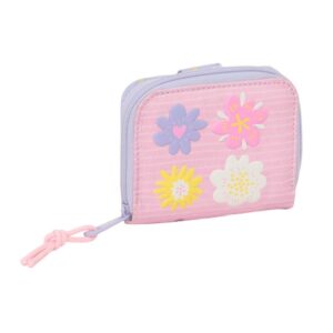 safta bouquet monedero con billetera compartimento para billetes y tarjetas cierre con solapa imantada compartimento con cremallera 0.10l 110x20x95mm color rosa pastel