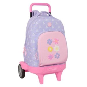 safta bouquet mochila con carro extraible bolsillo frontal ruedas antivibracion hombreras acolchadas asa acolchada superior sistema de bloqueo 33l 330x220x450mm color violeta