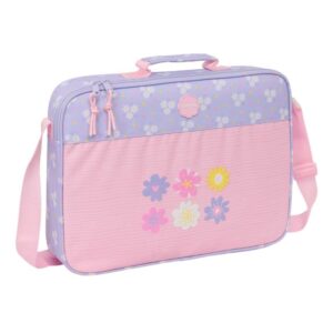 safta bouquet maletin con cremallera bandolera ajustable asa forrada doble tirador fondo semirigido 6l 380x60x280mm color rosa pastel