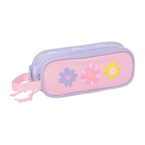 safta bouquet portatodo 2 compartimentos con cremalleras asa lateral 1l 210x60x80mm color rosa pastel