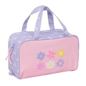 safta bouquet neceser de 8l cremallera asas de mano superiores interior forrado bolsillo interior tirador doble 310x140x190mm color rosa pastel