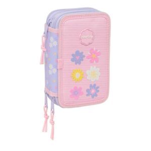 safta bouquet plumier de 3 pisos 37 piezas 1.3l goma lapiz boligrafos sacapuntas reglas 16 colores 14 rotuladores 125x55x195mm color rosa pastel