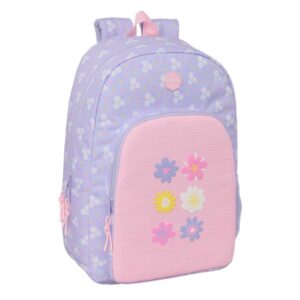 safta bouquet mochila adaptable a carro tirador doble bolsillo frontal hombreras acolchadas asa superior 19.3l 300x140x460mm color rosa pastel