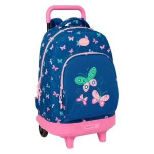 safta blackfit8 mariposas mochila con carro extraible bolsillo frontal portabotellas tirador doble hombreras acolchadas asa acolchada tarjeta id 33l 330x220x450mm color azul marino
