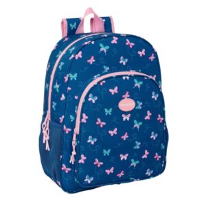 safta blackfit8 mariposas mochila adaptable a carro bolsillos laterales doble tirador ergonomia acolchada asa superior 19l 330x140x420mm color azul marino