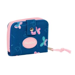 safta blackfit8 mariposas monedero con billetera compartimento para billetes y tarjetas cierre con iman compartimento con cremallera 0.10l 110x20x95mm color azul marino