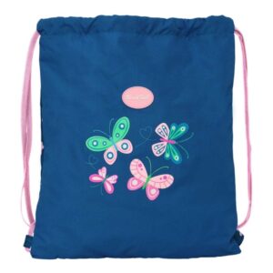 safta blackfit8 mariposas saco plano bolsillo con cremallera cierre con cordones 5l 350x10x400mm color azul marino