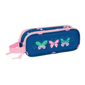 safta blackfit8 mariposas portatodo 2 compartimentos con cremalleras asa lateral 1l 210x60x80mm color azul marino