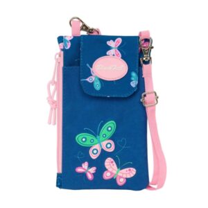 safta blackfit8 mariposas monedero portamovil hasta 6.9" compartimento con cremallera cordon ajustable 0.19l 100x190mm color azul marino
