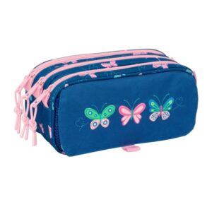 safta blackfit8 mariposas portatodo 3 compartimentos con cremalleras bolsillo frontal cinta adaptable 1.72l 215x80x100mm color azul marino