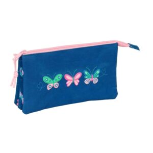 safta blackfit8 mariposas portatodo 3 compartimentos con cremalleras bolsillo interior 0.60l 220x30x120mm color azul marino