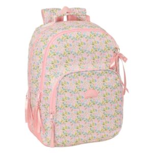 safta vmb mochila con 2 compartimentos cantoneras antirozaduras adaptable a carro bolsillo frontal portabotellas tirador doble hombreras ergonomicas 20l 320x150x420mm color rosa