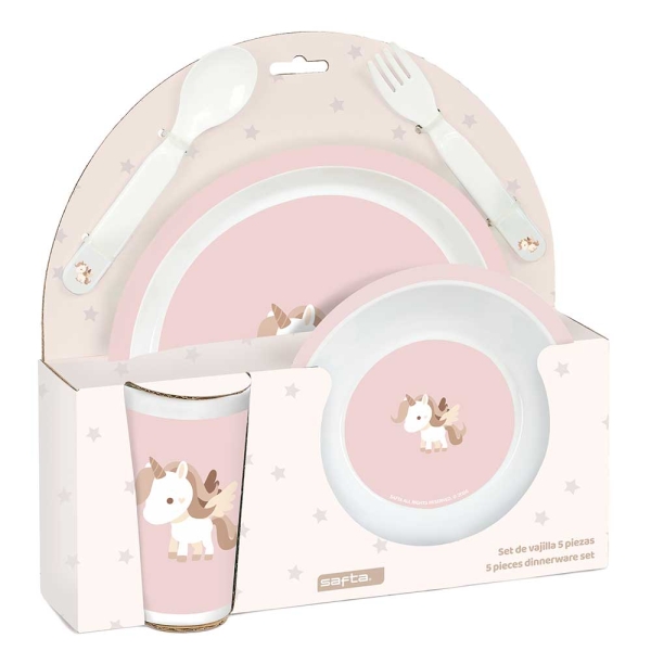 safta unicornio set de menaje infantil pvc sin bpa 260x90x260mm color rosa