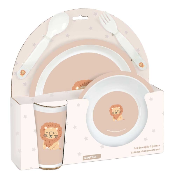 safta leon set de menaje infantil pvc sin bpa 260x90x260mm color beige