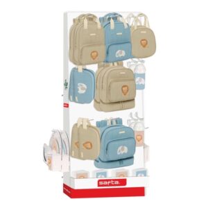 safta expositor con 10 ganchos para mochilas carton reciclado 650x280x1580mm colores surtidos