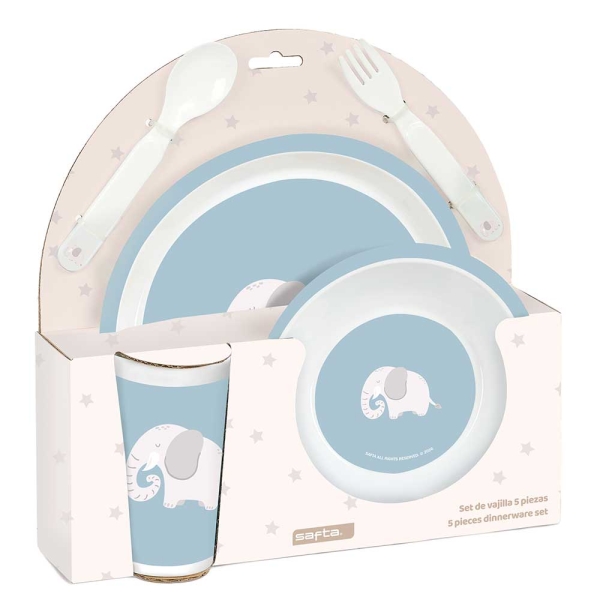 safta elefante set de menaje infantil pvc sin bpa 260x90x260mm color azul