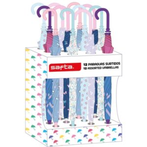 safta expositor con 12 paraguas infantiles 410x200x330mm colores surtidos