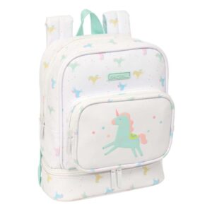 safta unicornio mochila guarderia isotermica tarjeta id compartimento termo compatible con carrito asa de mano 7.25l 220x100x270mm color blanco