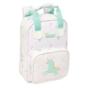 safta unicornio mochila infantil bolsillo frontal tarjeta id hombreras acolchadas asa forrada 4.5l 200x80x280mm color blanco