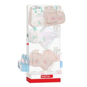 safta expositor con 10 ganchos para mochilas material ecologico carton reciclado ligero y resistente facil de instalar optimiza espacio 650x280x1580mm colores surtidos