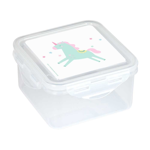 safta unicornio fiambrera de 1.27l pvc sin bpa cierre hermetico a presion 130x130x75mm color transparente