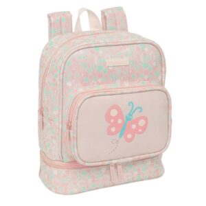 safta mariposa mochila guarderia isotermica tarjeta de identificacion compatible con carrito asa superior 7.25l 220x100x270mm color rosa pastel